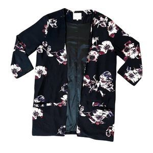 Second Female Open Black Floral Print Lightweight Jacket